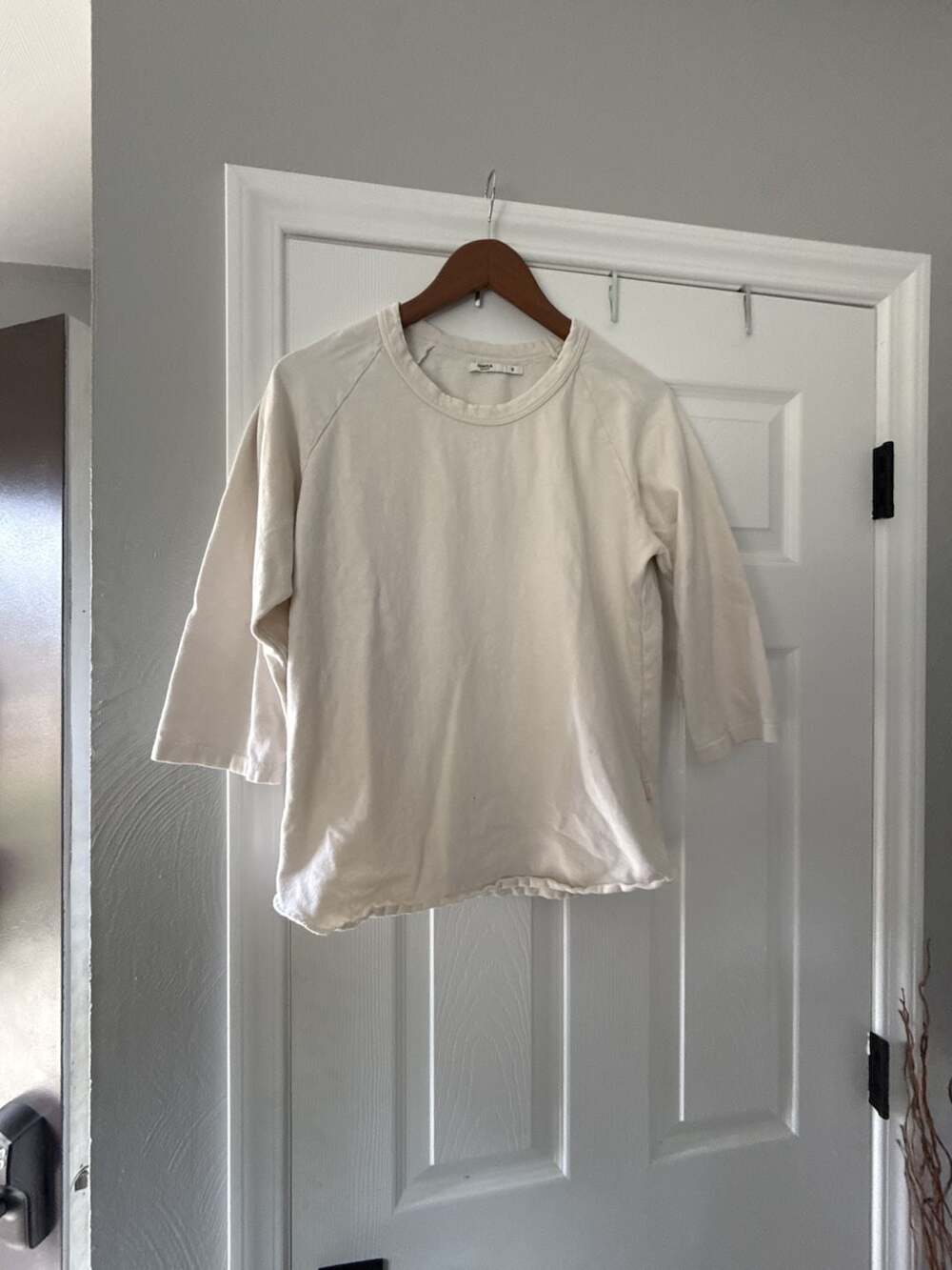 Shinola Detroit Raglan Sweatshirt Size M Cream 100% Cotton